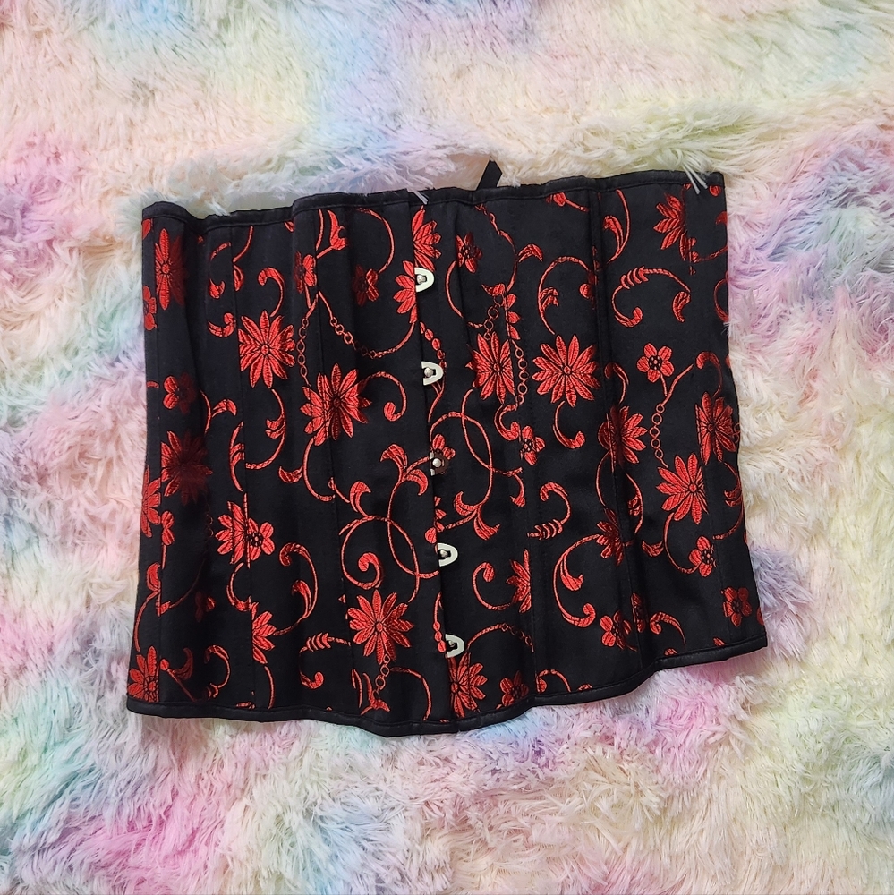 Red and Black Underbust Corset
